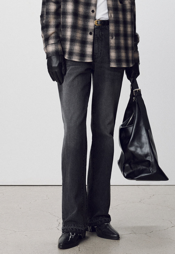 Tonywack - Flared Reconstructed Denim Jeans (Washed Black) product image 3 | TRAB K-Fashion Australia