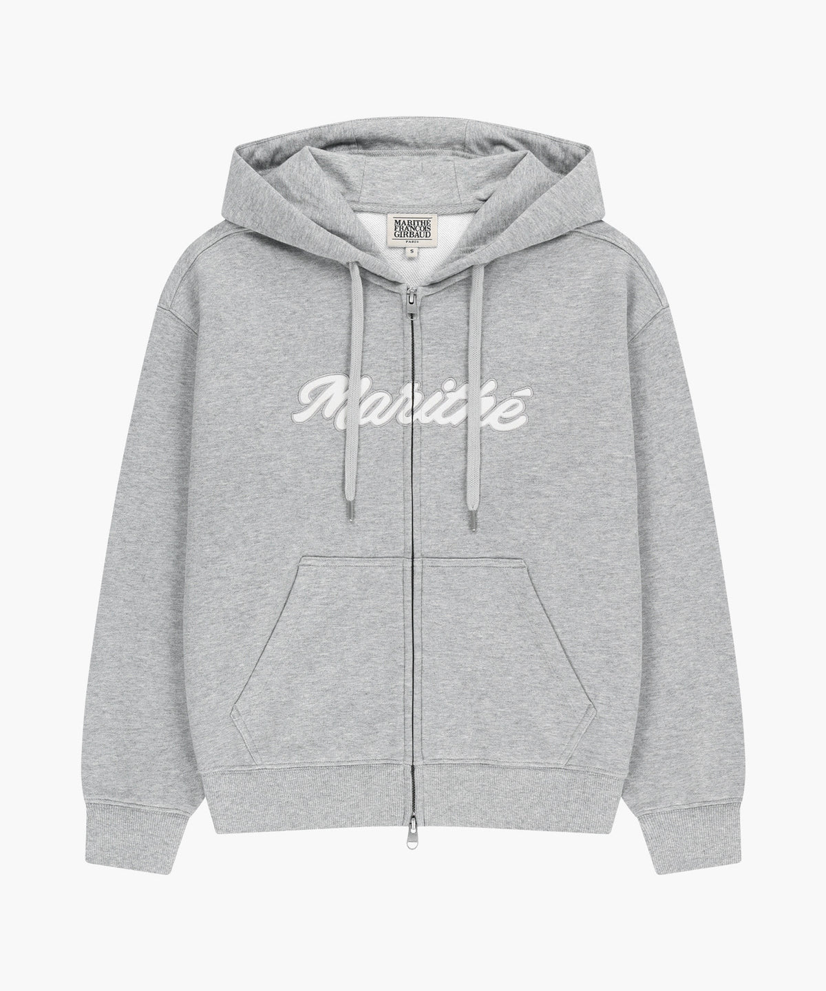 Marithe & Francois Girbaud - Regular Logo Applique Oversized Hoodie Zipup (Heather Gray) product image 1 | TRAB K-Fashion Australia