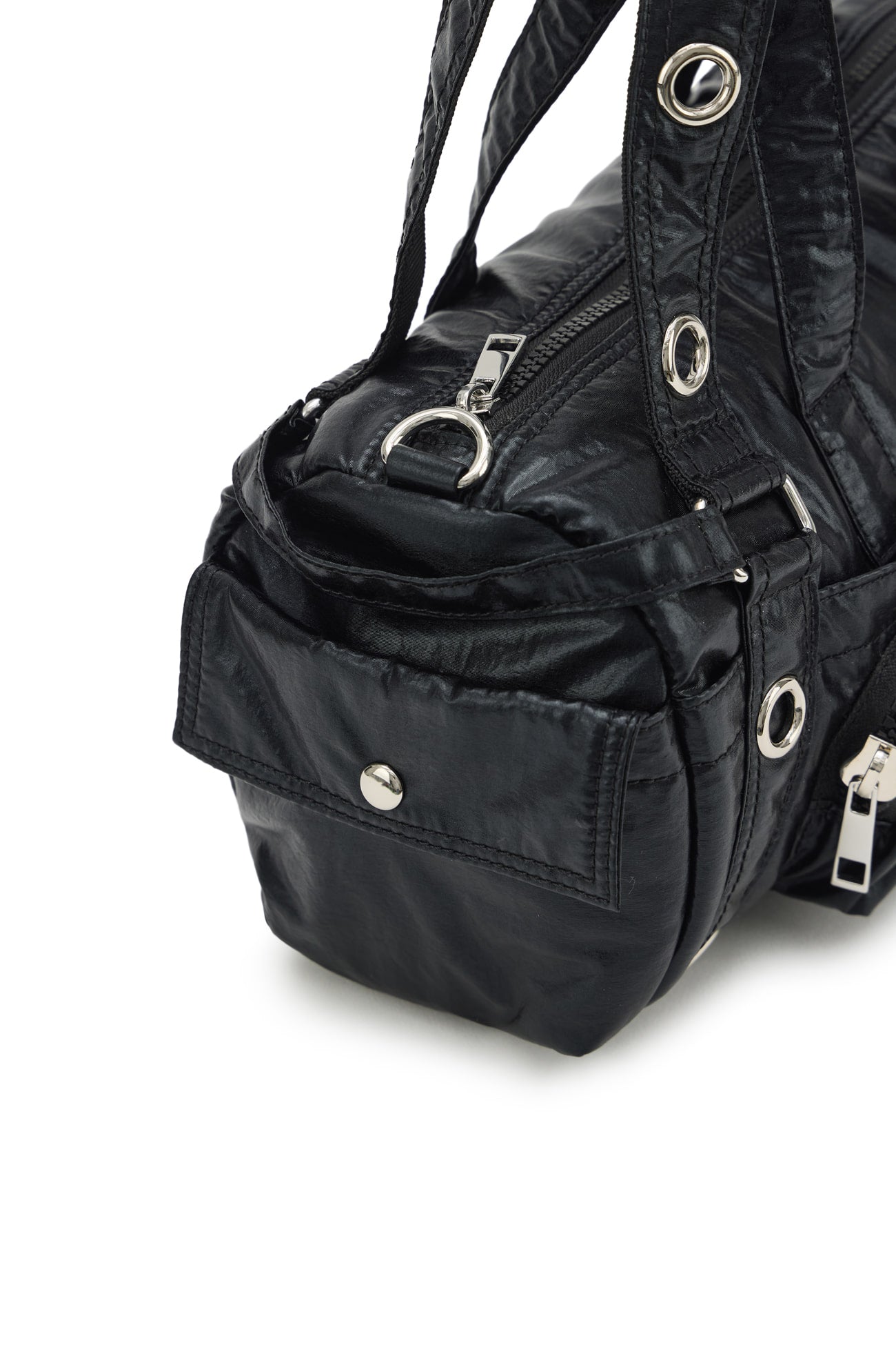 Deinet - Eyelet Glossy Mini Duffle Bag (Black) product image 12 | TRAB K-Fashion Australia