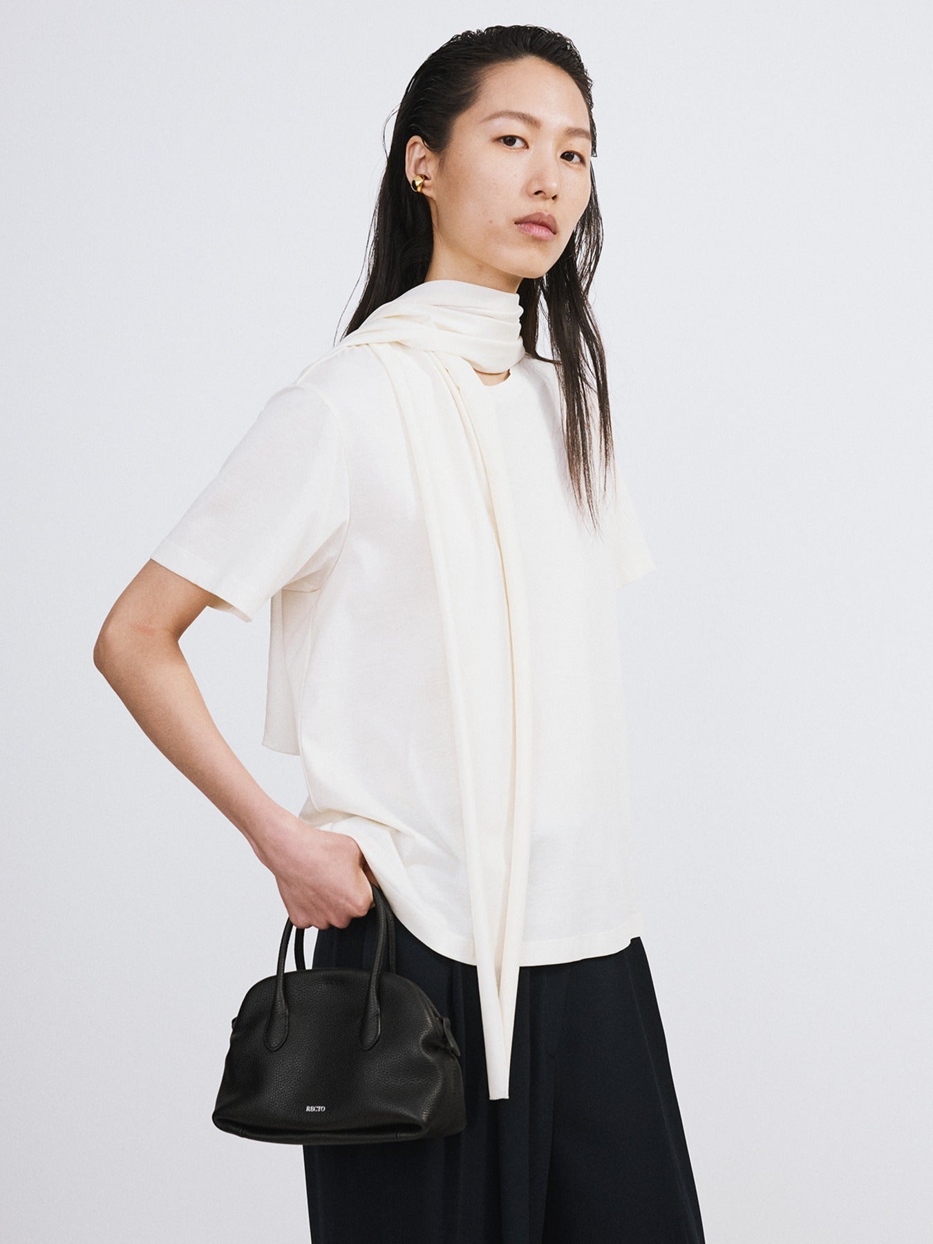 Recto - Open Back Silk Blend Scarf Top (Cream) product image 1 | TRAB K-Fashion Australia