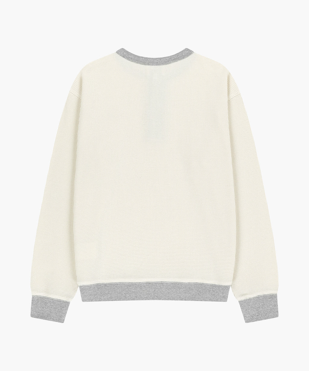 Marithe & Francois Girbaud - Waffle Henley Neck Sweatshirt (Ivory) product image 2 | TRAB K-Fashion Australia
