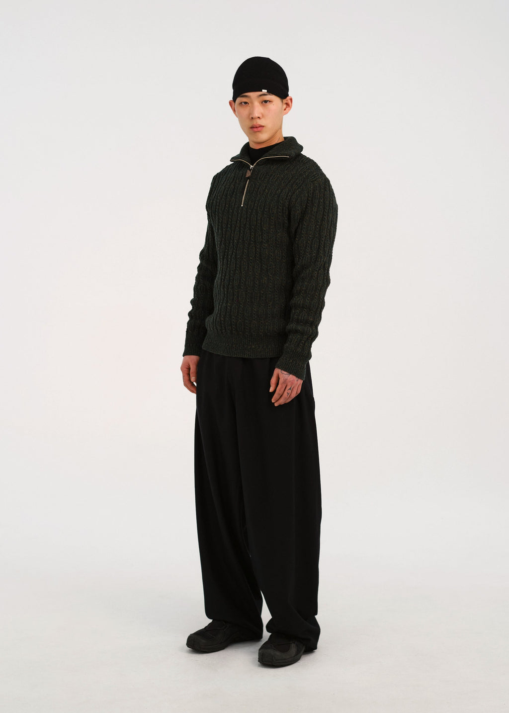 Hyein Seo - Troyer Knit Sweater w/ Gloves (Khaki) product image 1 | TRAB K-Fashion Australia