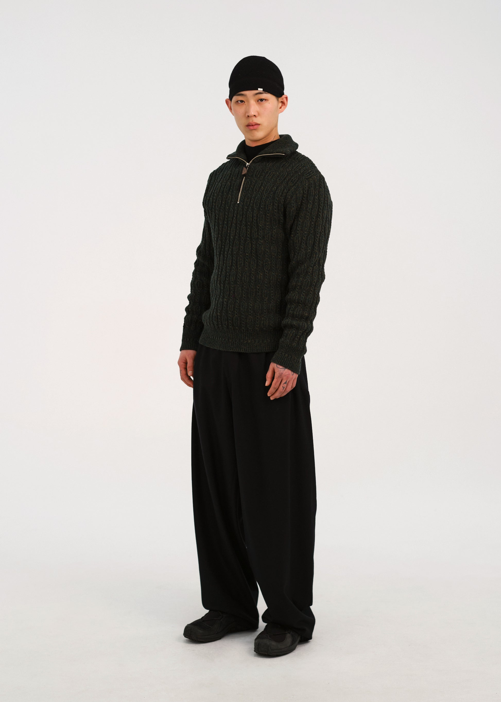 Hyein Seo - Troyer Knit Sweater w/ Gloves (Khaki) product image 1 | TRAB K-Fashion Australia