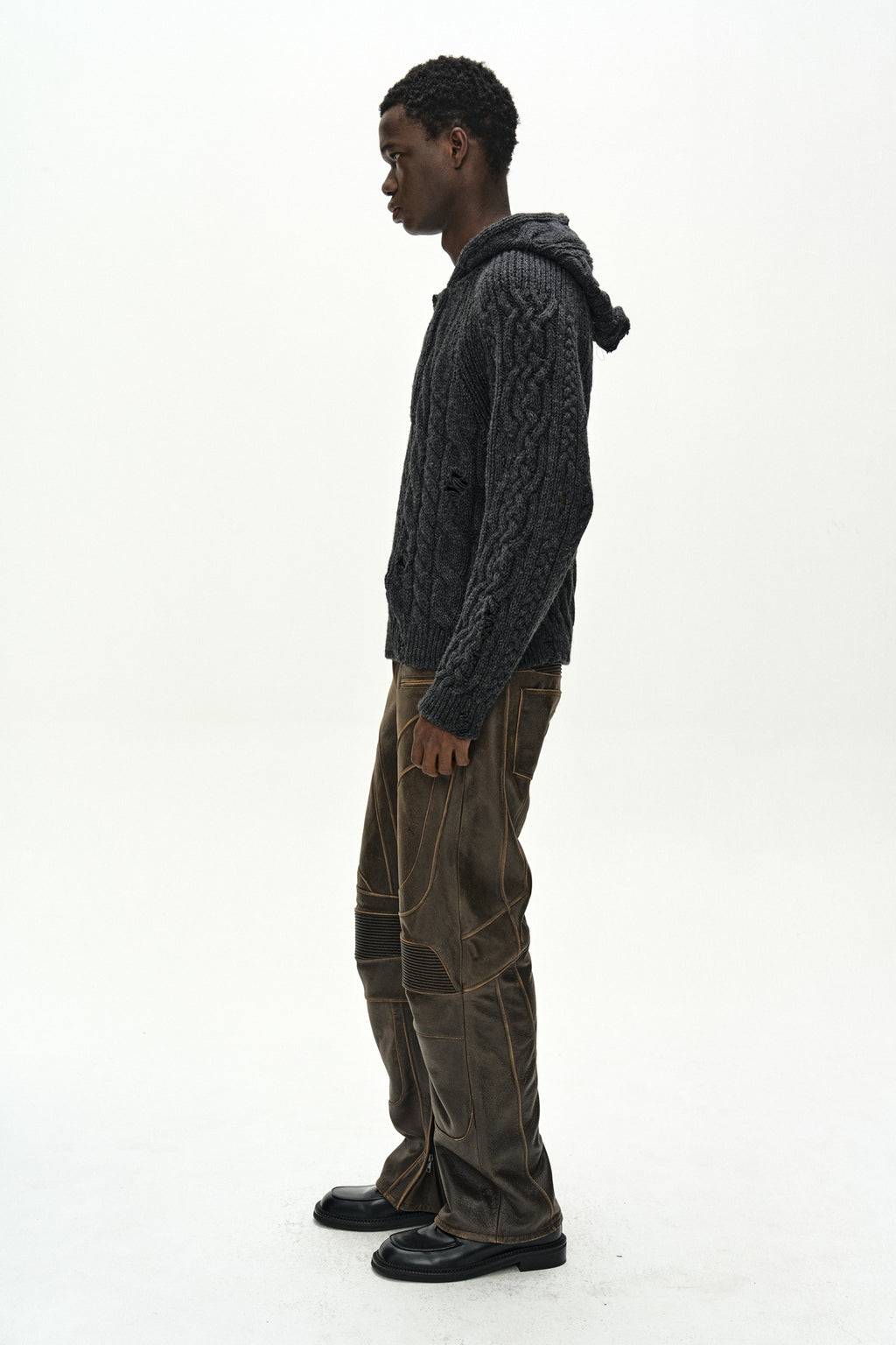 Andersson Bell - Leather Articulated Panel Jeans (Brown) product image 6 | TRAB K-Fashion Australia