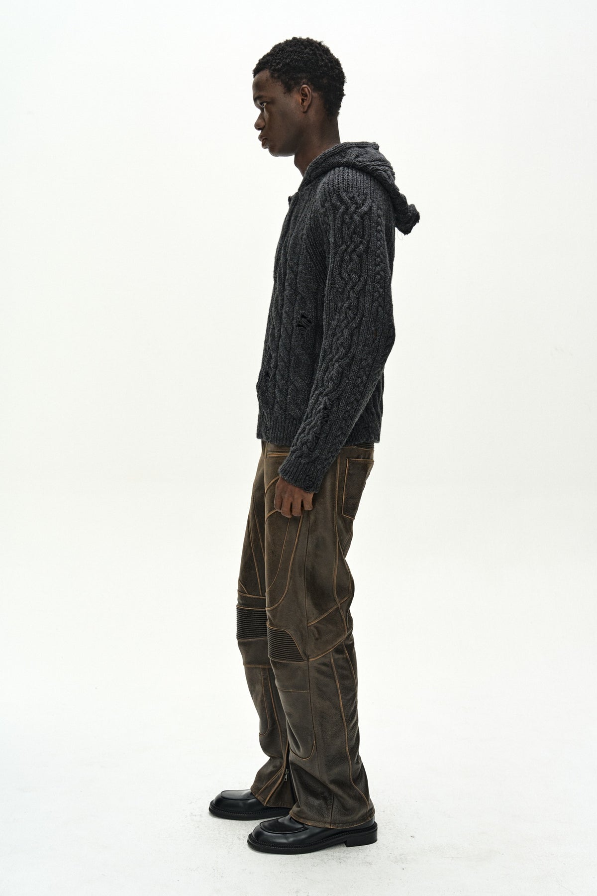 Andersson Bell - Leather Articulated Panel Jeans (Brown) product image 6 | TRAB K-Fashion Australia