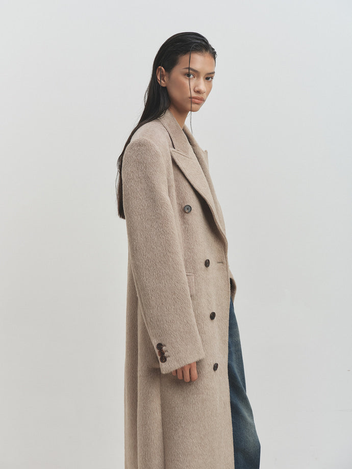 Tonywack - Wool And Alpaca Fitted Double-Breasted Maxi Coat (Beige) product image 6 | TRAB K-Fashion Australia