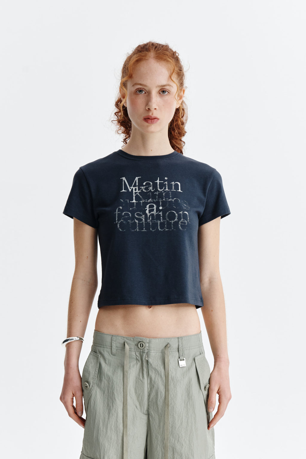 Matin Kim - Dusty Typo Graphic Crop Top (Charcoal) product image 10 | TRAB K-Fashion Australia