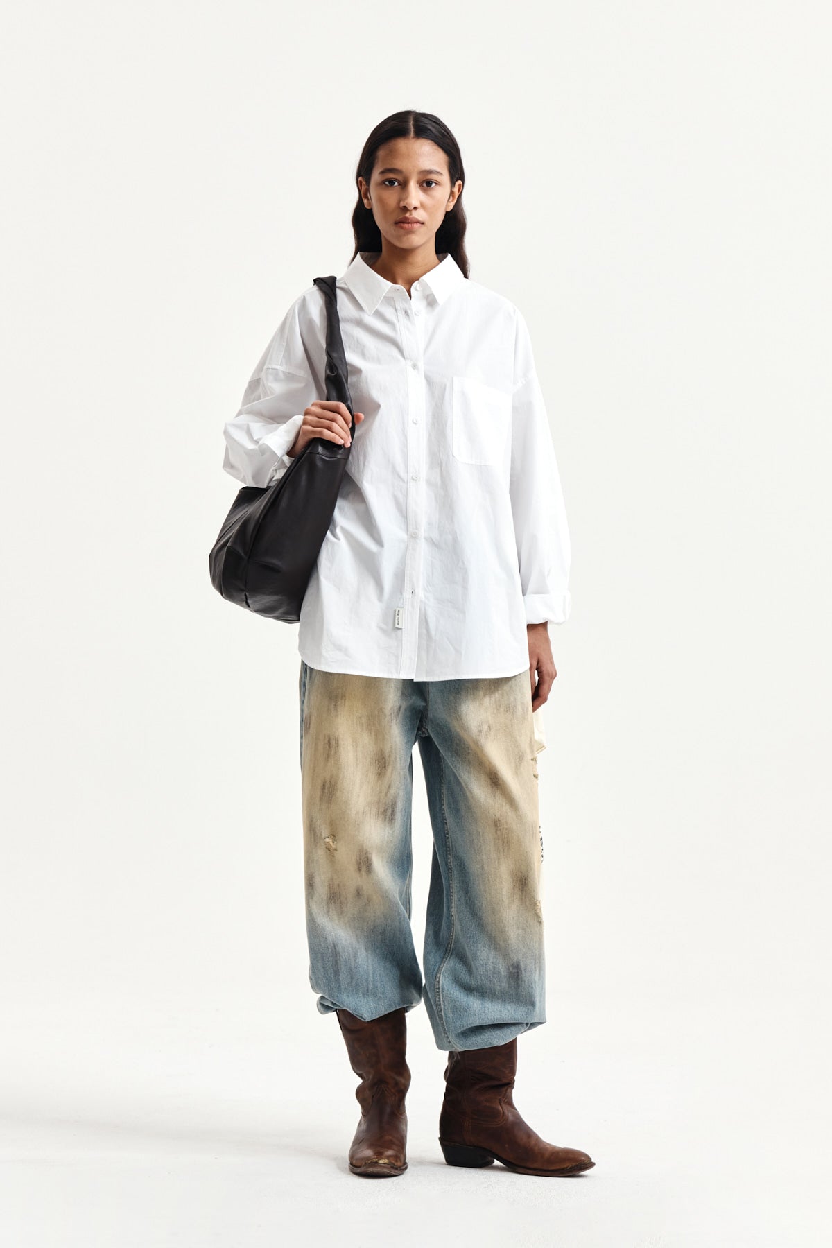 Matin Kim - Embroidery Small Logo Shirt (White) product image 9 | TRAB K-Fashion Australia