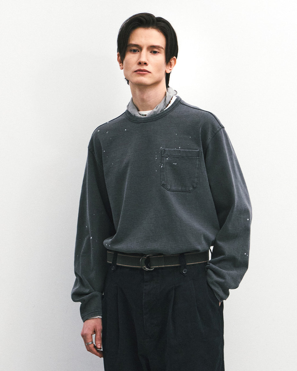 Eastlogue - Naval Embroidery L.s T-shirts (Washed Black) product image 2 | TRAB K-Fashion Australia
