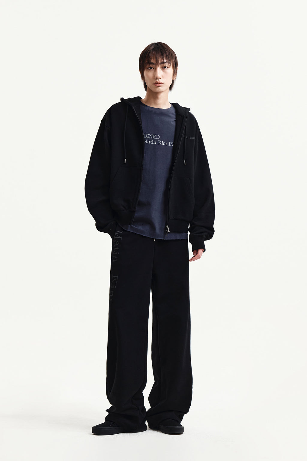 Matin Kim - Back Logo Essential Hoody Zip Up (Black) product image 14 | TRAB K-Fashion Australia