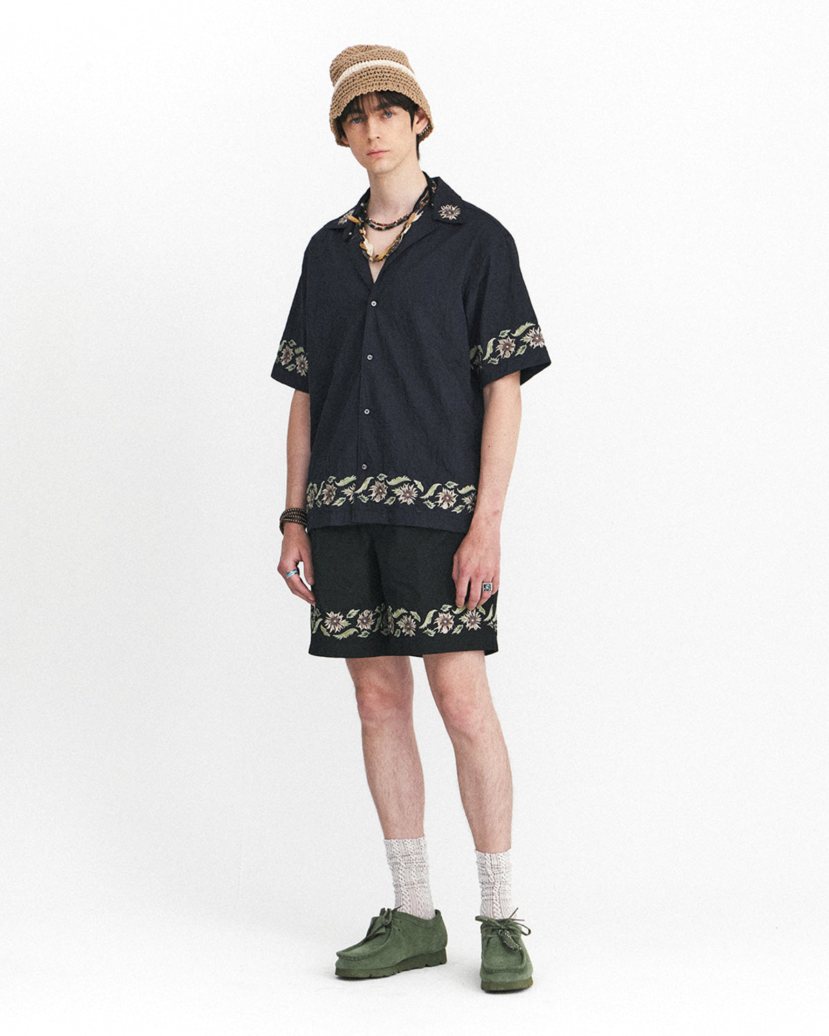 Eastlogue - Breezy Embroidered Half Shirts (Crease Navy) product image 1 | TRAB K-Fashion Australia
