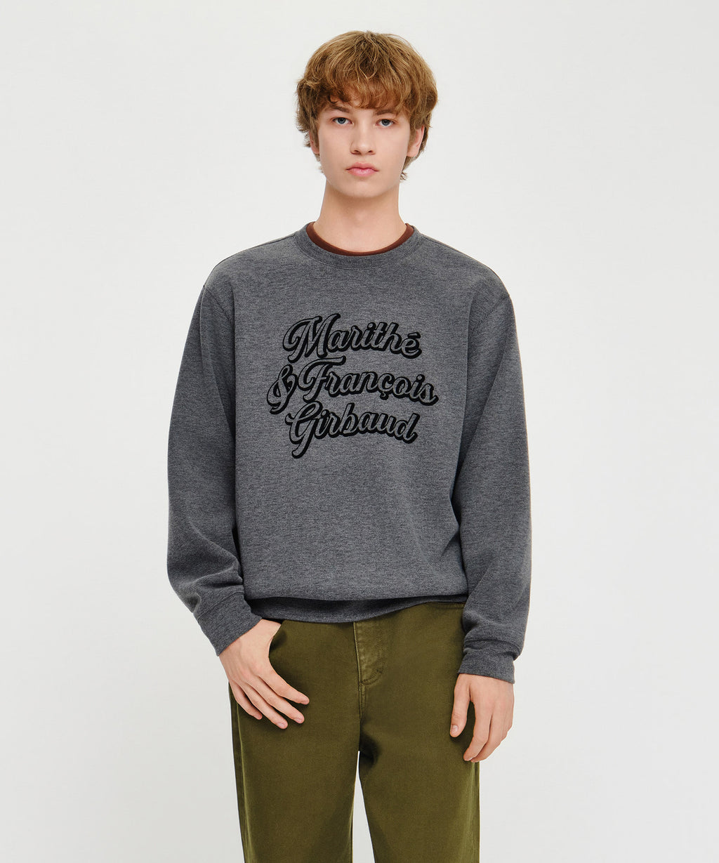 Marithe & Francois Girbaud - Drawing Logo Sakariba Sweatshirt (Heather Charcoal) product image 1 | TRAB K-Fashion Australia