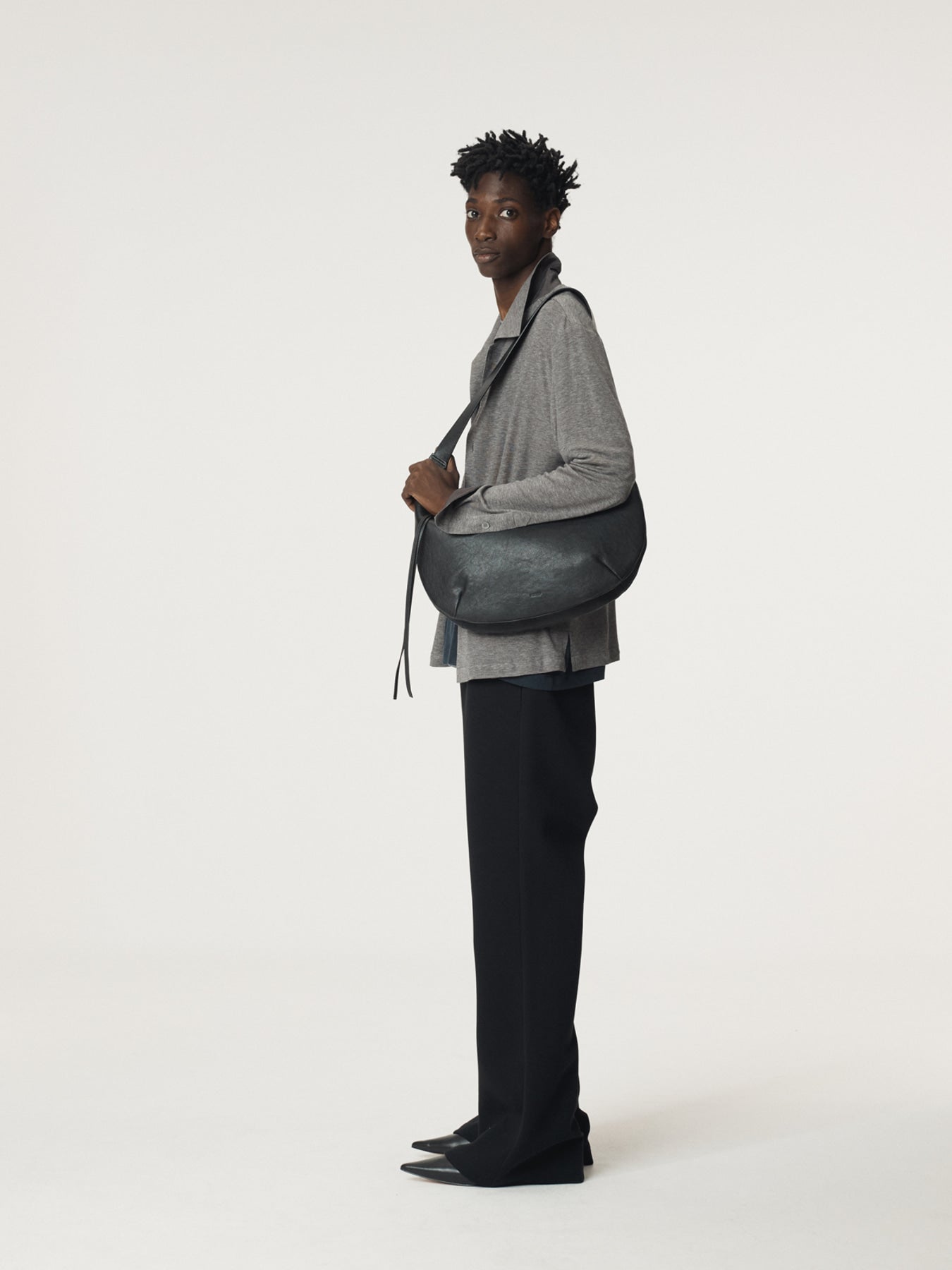 Recto - Slim Fit Jersey Shirt (Melange Grey) product image 3 | TRAB K-Fashion Australia