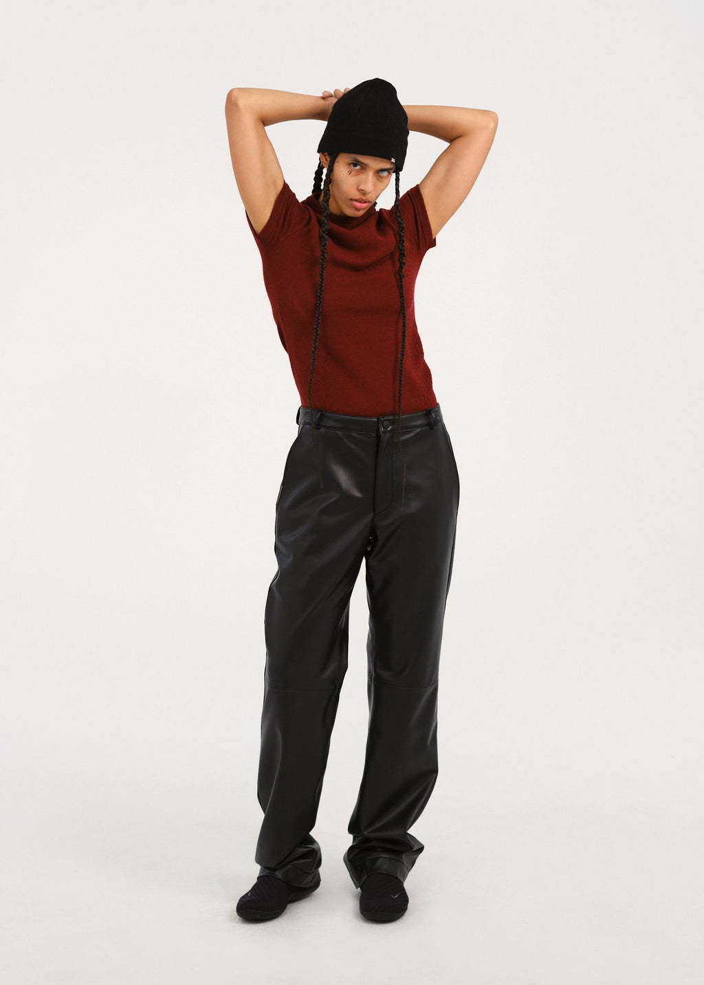 Hyein Seo - Perforated Knit Top (Burgundy) product image 2 | TRAB K-Fashion Australia