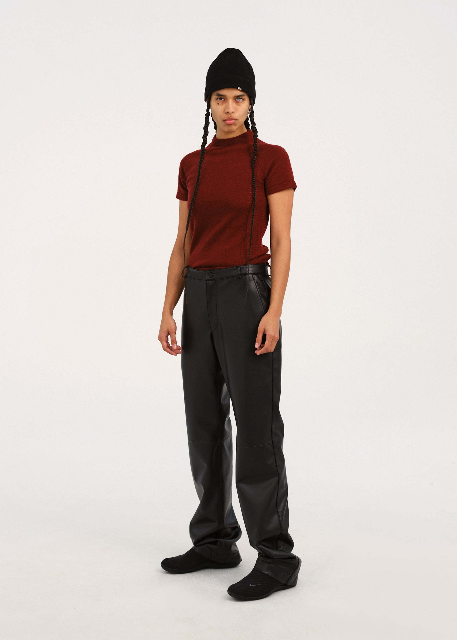 Hyein Seo - Perforated Knit Top (Burgundy) product image 3 | TRAB K-Fashion Australia