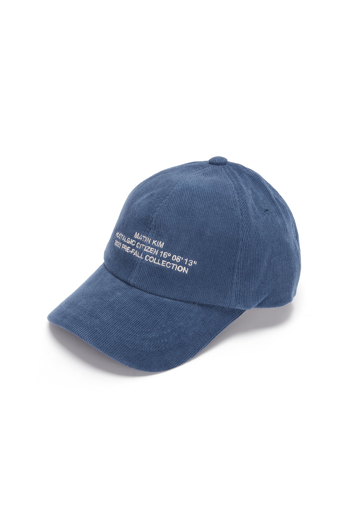 Matin Kim - Corduroy Lettering Ball Cap (Blue) product image 2 | TRAB K-Fashion Australia