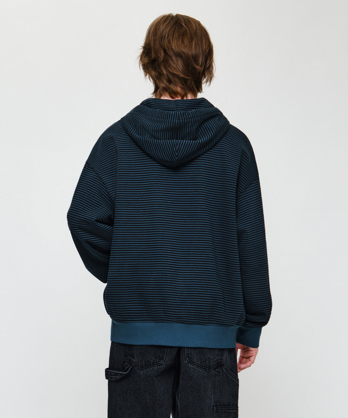 Marithe & Francois Girbaud - Small Classic Logo Stripe Oversized Hoodie Zipup (Dark Blue) product image 3 | TRAB K-Fashion Australia