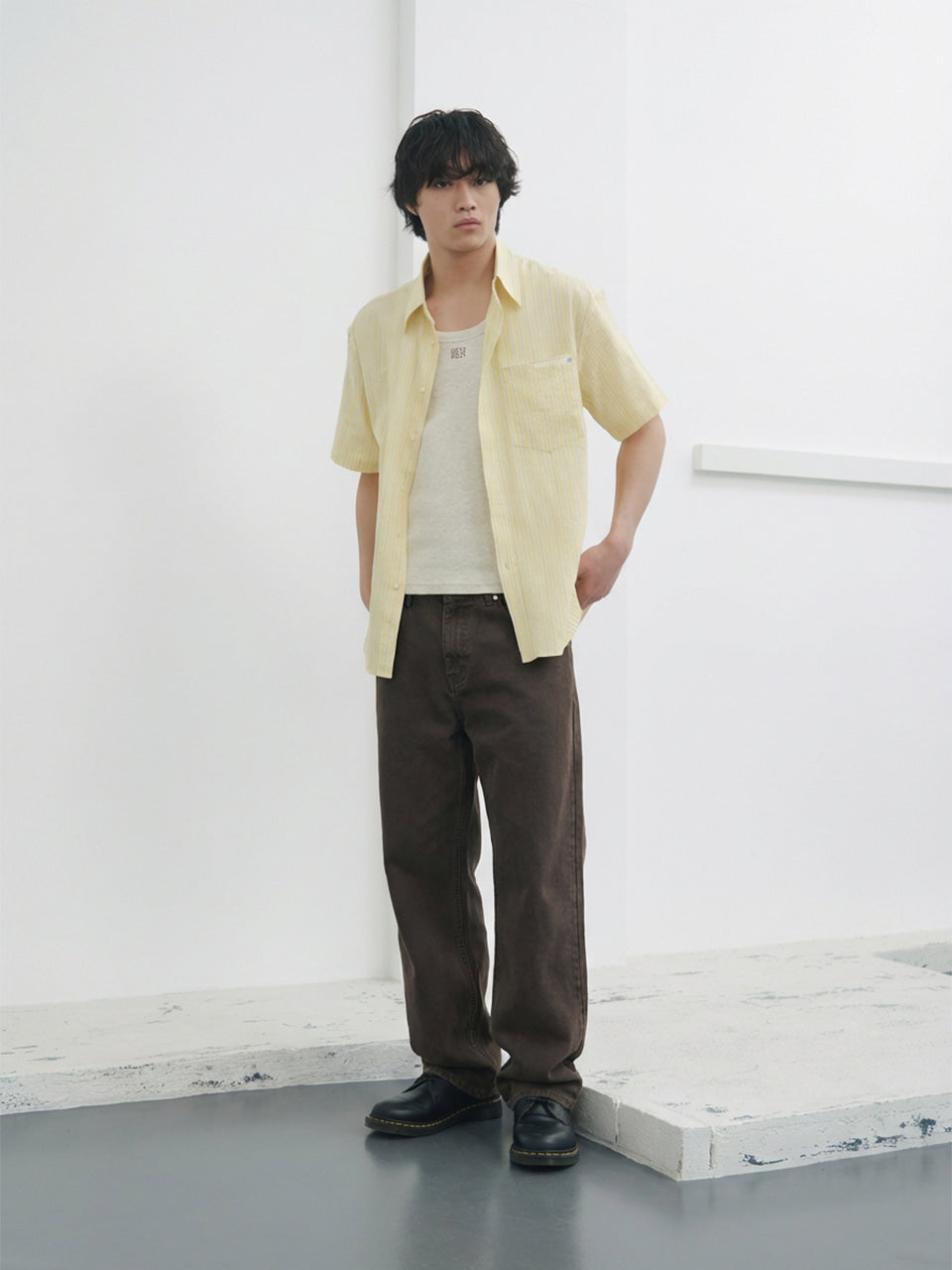 Kijun - Garment Dyed Classic Pants (Charcoal Brown) product image 4 | TRAB K-Fashion Australia