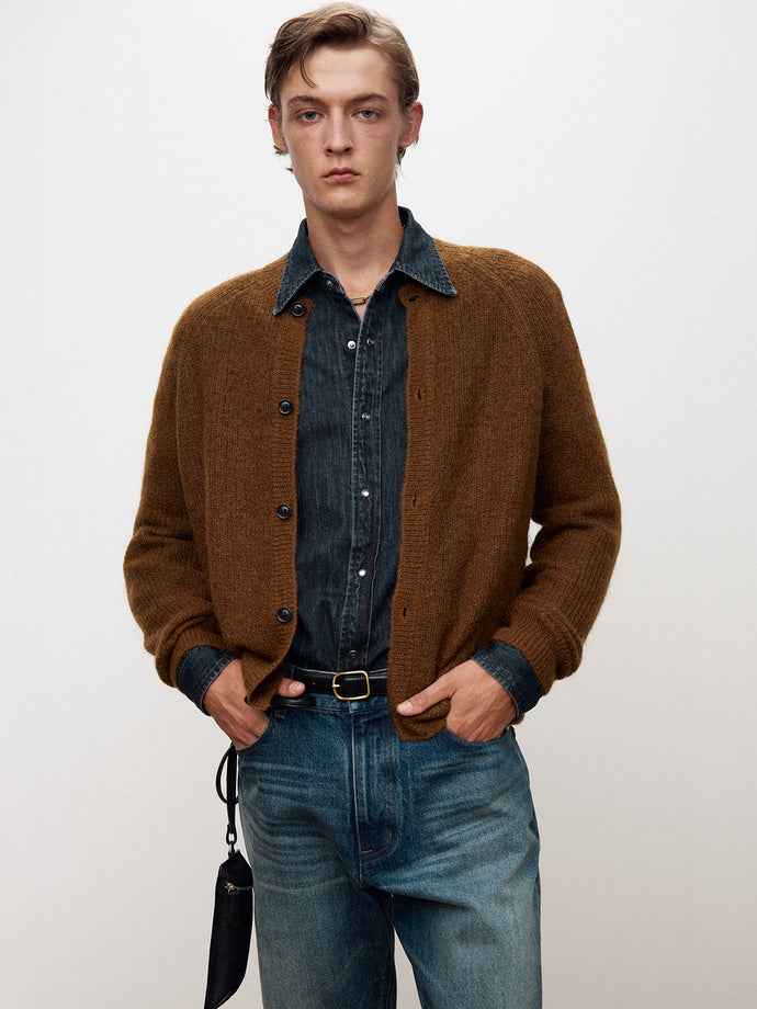 Tonywack - Wool And Mohair Ribbed Mesh Cardigan (Camel) product image 5 | TRAB K-Fashion Australia