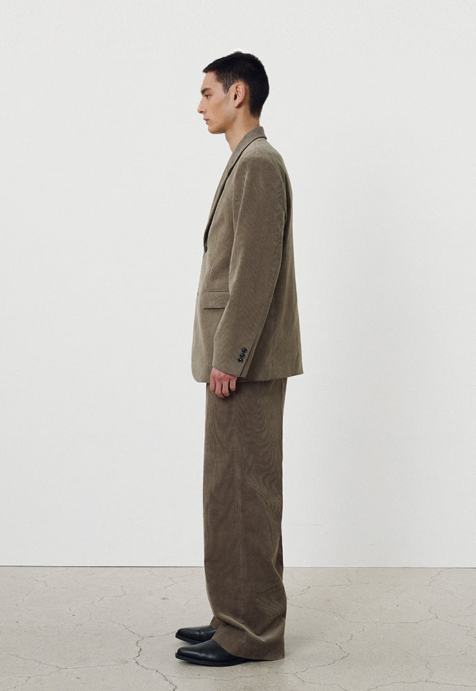 Tonywack - Corduroy Wide-Leg Tailored Trousers (Taupe) product image 2 | TRAB K-Fashion Australia
