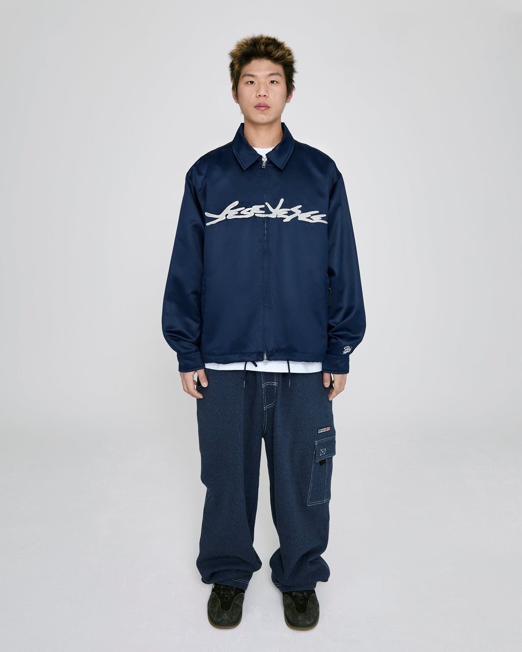 yeseyesee - Chain Stitch Logo Coach Jacket (Navy) product image 7 | TRAB K-Fashion Australia