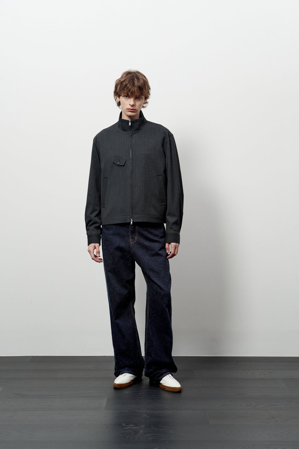 Stu - High Neck Crop Stripe Jacket (Grey) product image 5 | TRAB K-Fashion Australia