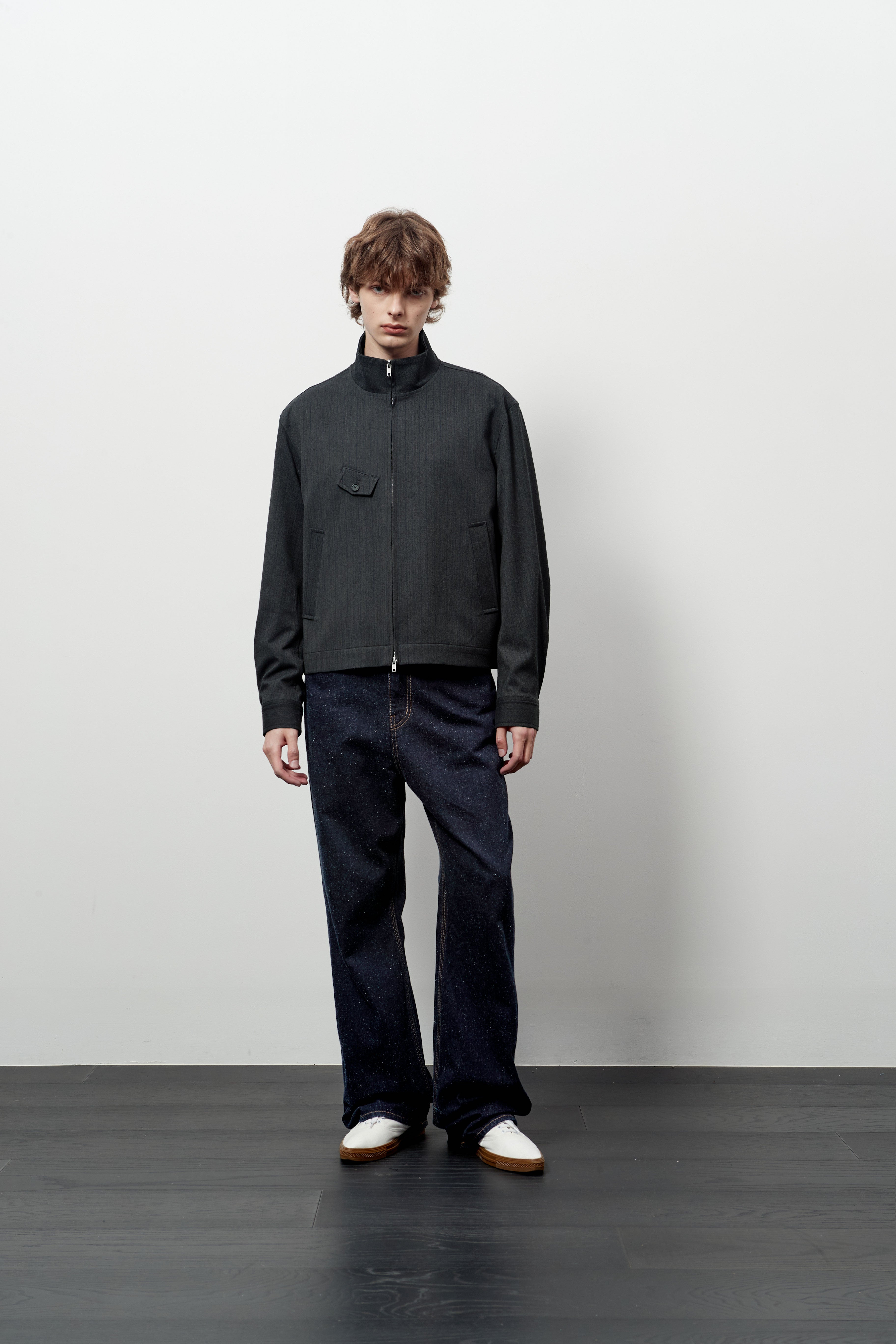 Stu - High Neck Crop Stripe Jacket (Grey) product image 5 | TRAB K-Fashion Australia