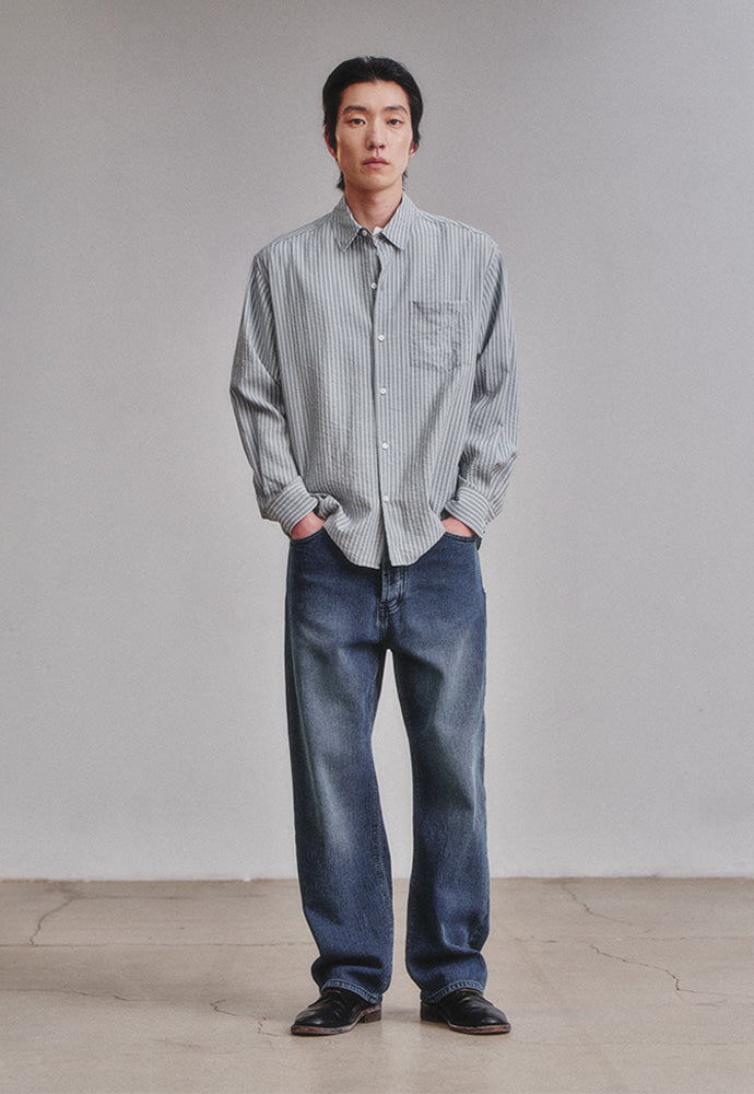 Art if acts - Wrinkle Rayon Shirt (Grey/Liberty Blue) product image 2 | TRAB K-Fashion Australia