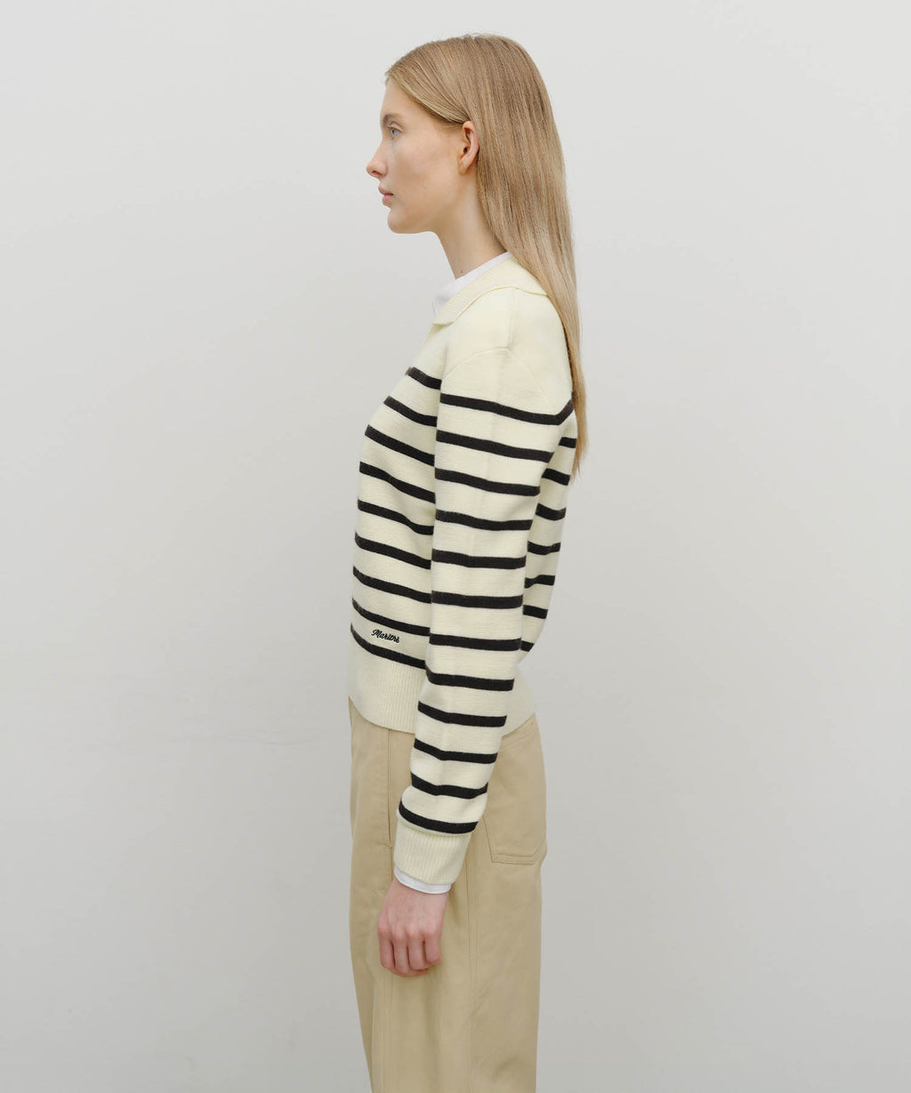 Marithe & Francois Girbaud - Stripe Polo Knit (Ivory) product image 2 | TRAB K-Fashion Australia