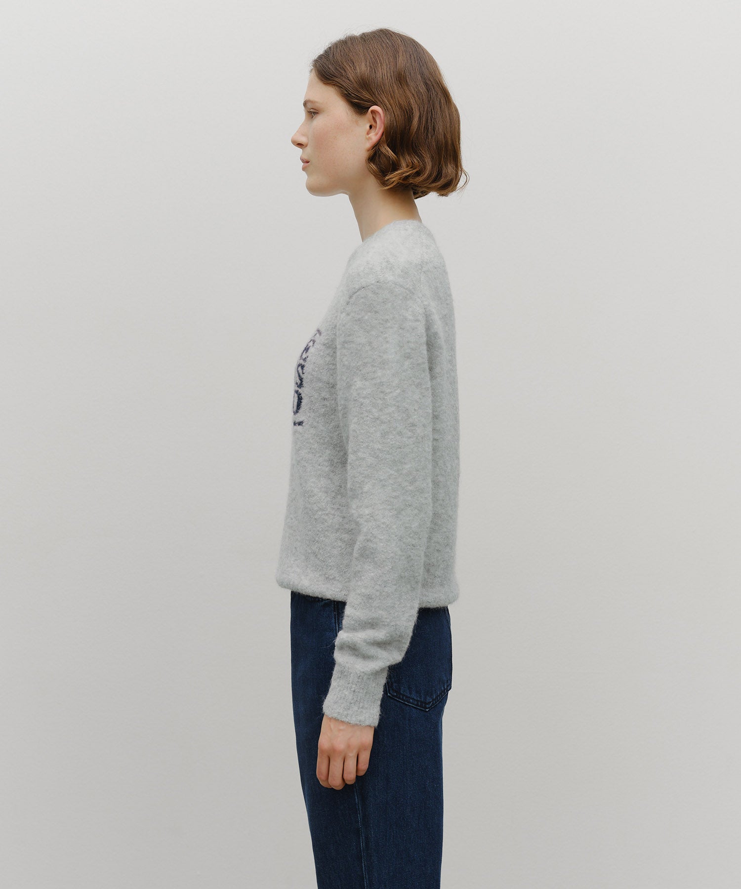 Marithe & Francois Girbaud - Boucle Classic Logo Knit Pullover (Light Gray) product image 2 | TRAB K-Fashion Australia