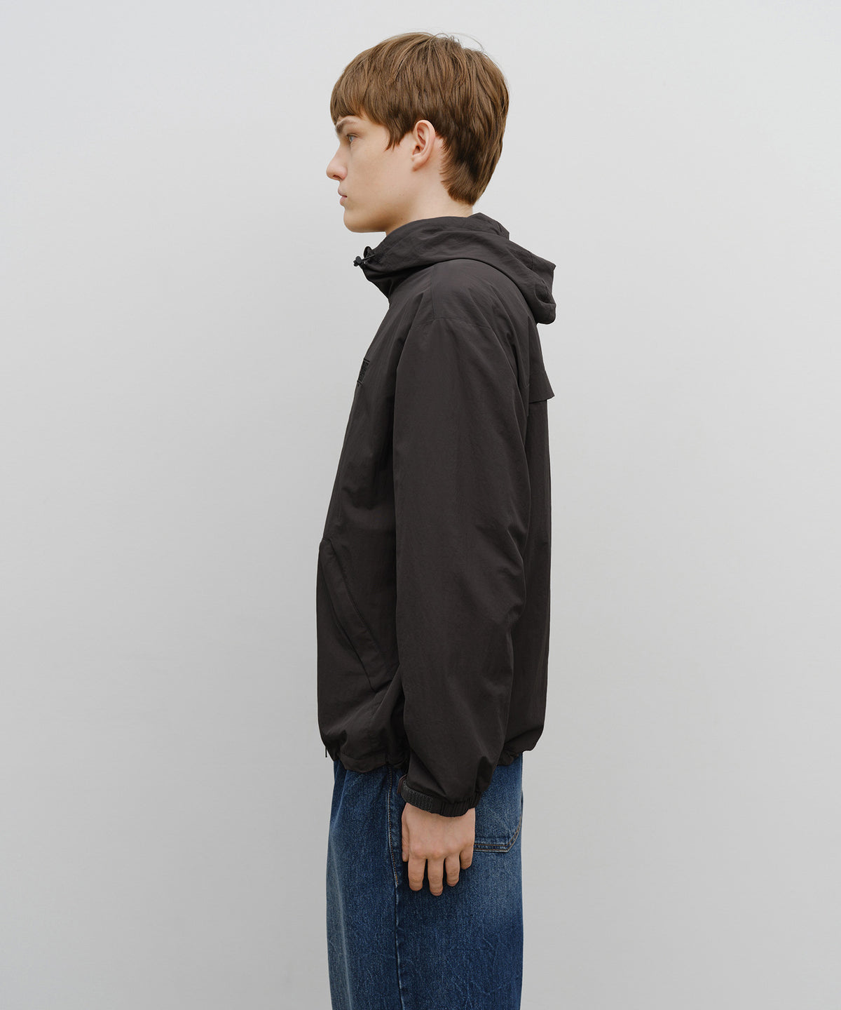 Marithe & Francois Girbaud - Classic Logo Over Fit Hooded Windbreaker (Charcoal) product image 2 | TRAB K-Fashion Australia