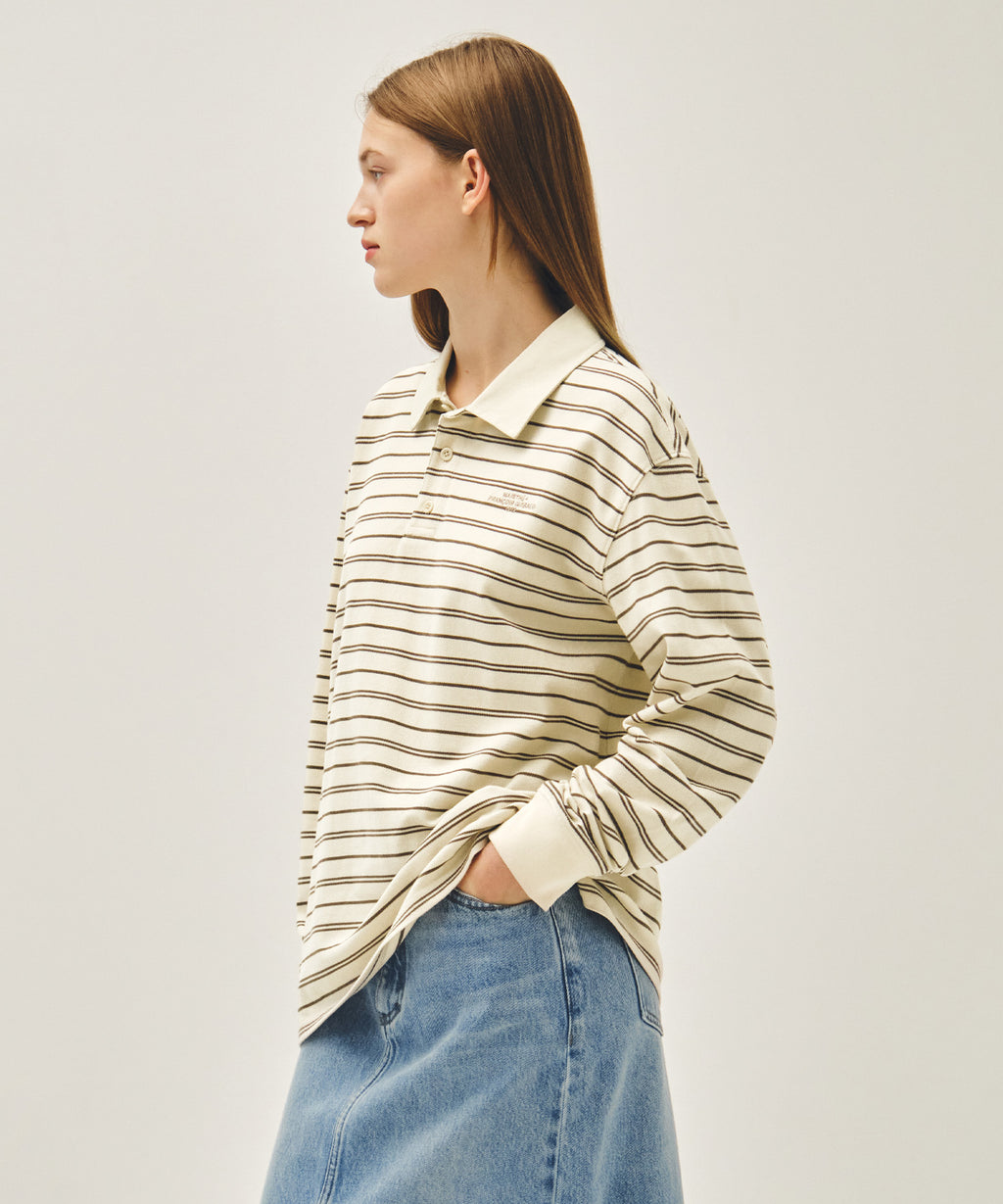 Marithe & Francois Girbaud - Stripe Pique Long Sleeve Tee (Ivory) product image 2 | TRAB K-Fashion Australia