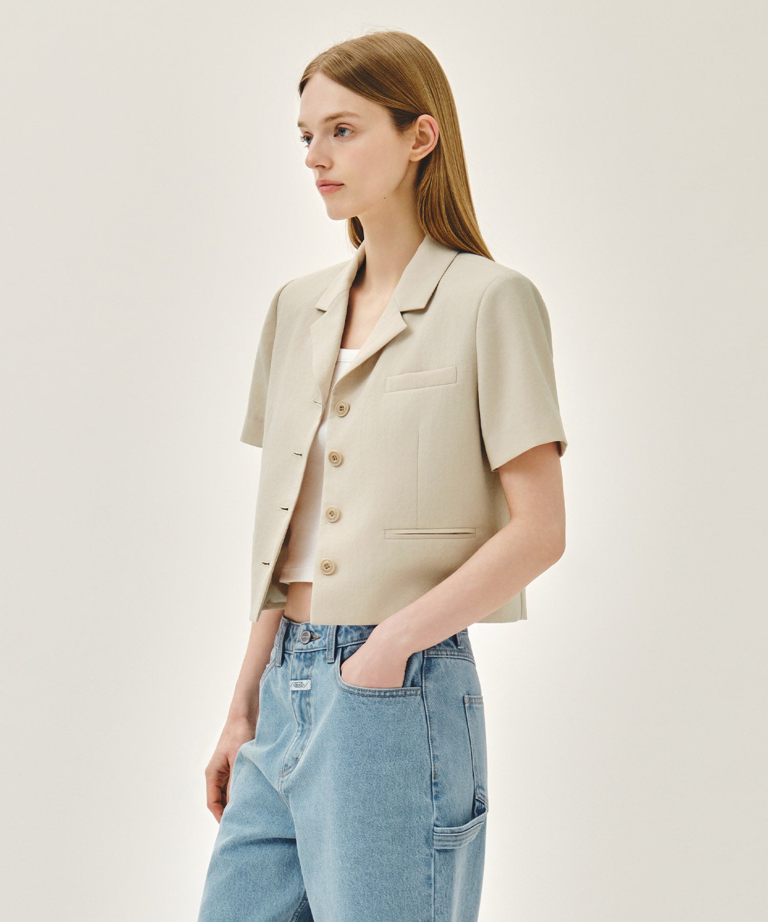 Marithe & Francois Girbaud - Half Sleeve Jacket (Beige) product image 2 | TRAB K-Fashion Australia