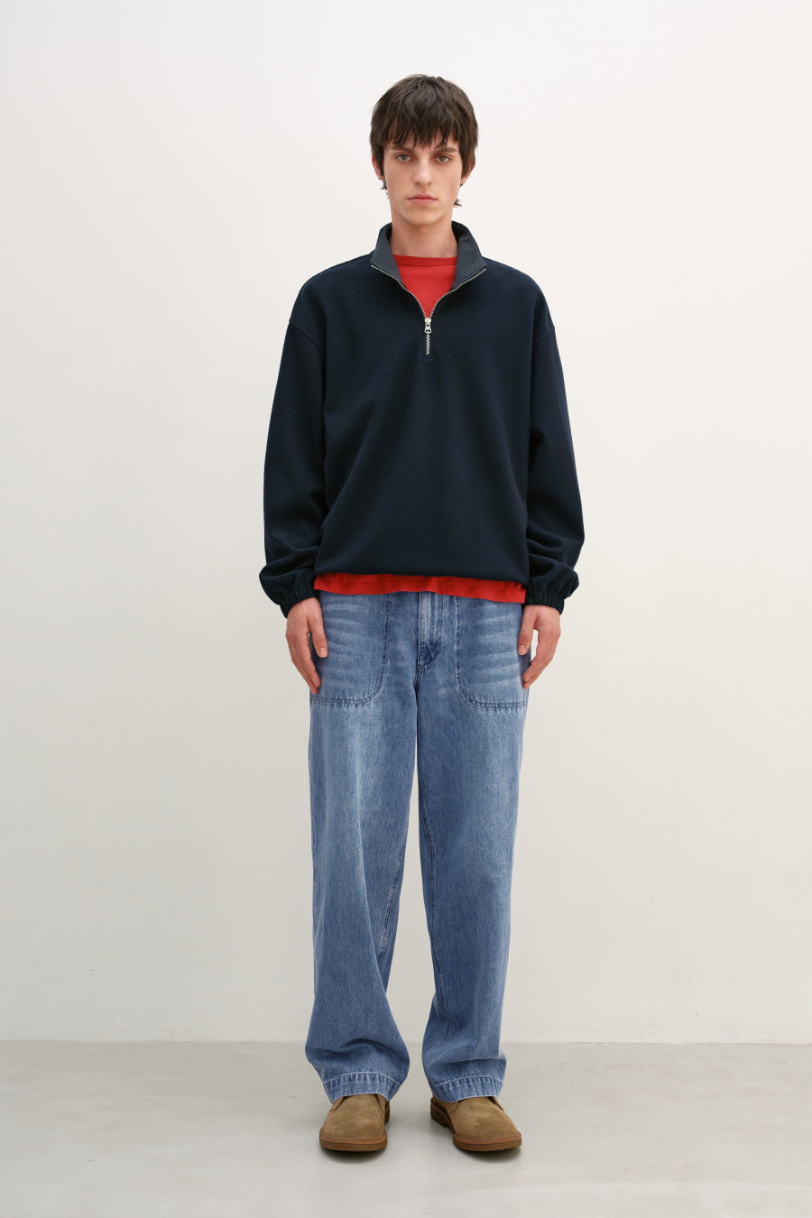 Insilence - Fleece Quarter Zip-Up (Navy) product image 3 | TRAB K-Fashion Australia