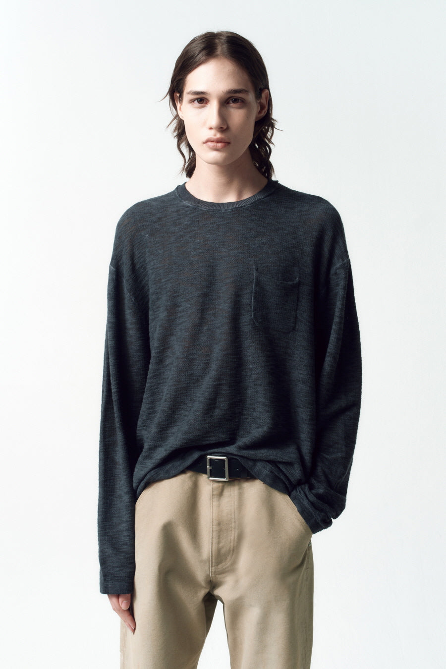 Insilence - Lightweight Cut Off Cotton Knit (Faded Grey) product image 2 | TRAB K-Fashion Australia