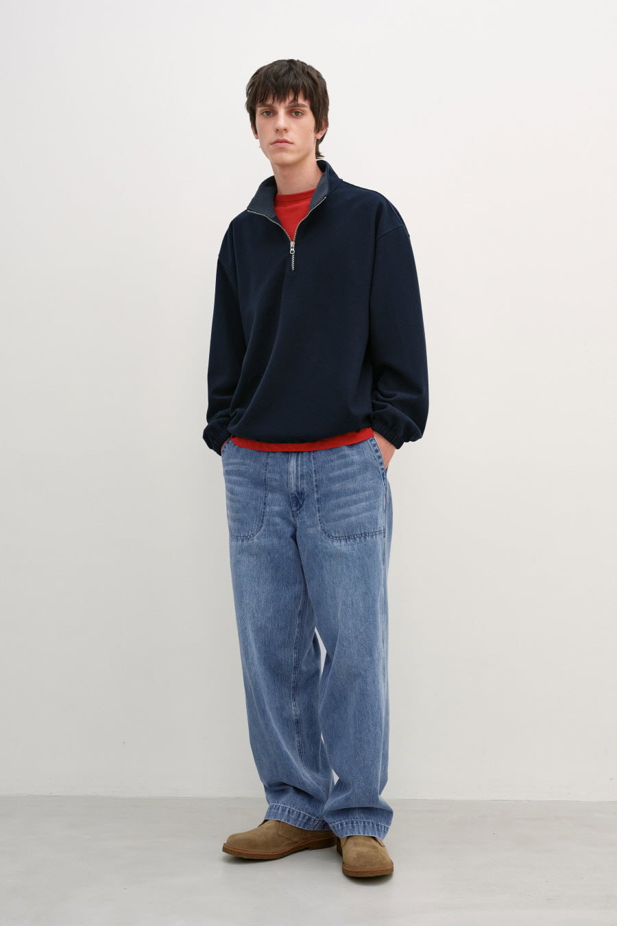 Insilence - Fleece Quarter Zip-Up (Navy) product image 6 | TRAB K-Fashion Australia