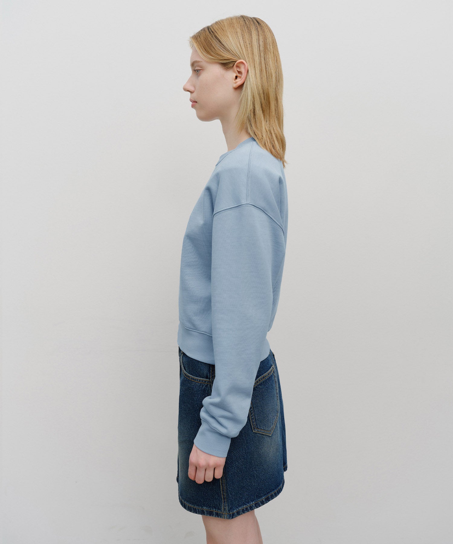 Marithe & Francois Girbaud - Classic Logo Crop Sweatshirt (Sky Blue) product image 2 | TRAB K-Fashion Australia