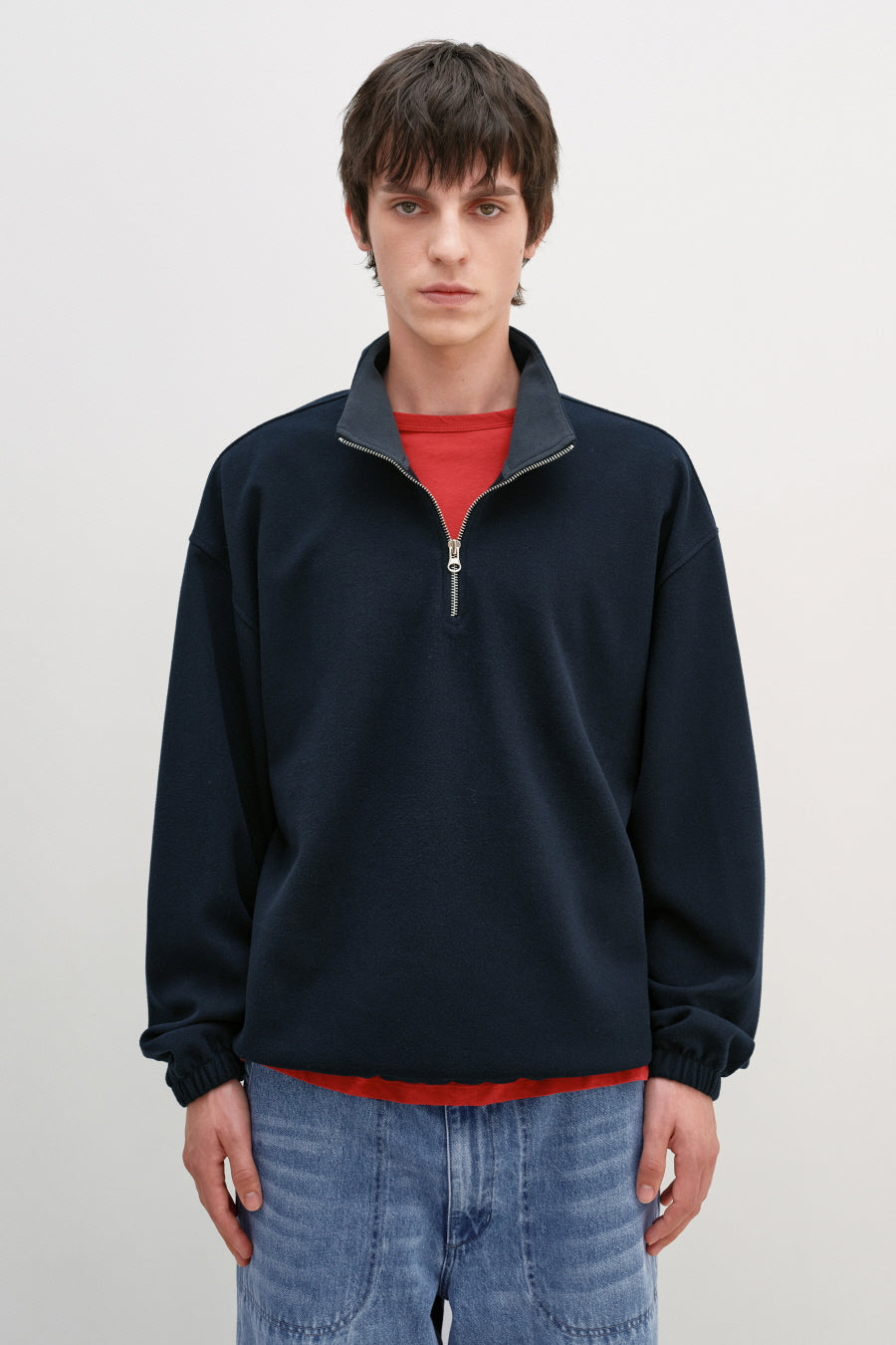 Insilence - Fleece Quarter Zip-Up (Navy) product image 1 | TRAB K-Fashion Australia