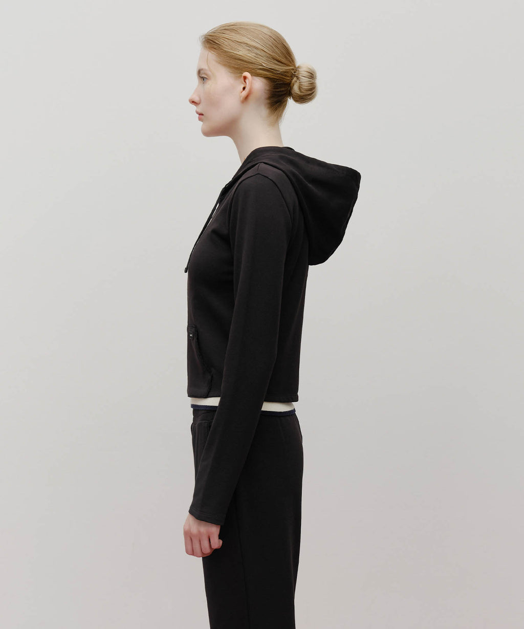 Marithe & Francois Girbaud - Slim Fit Crop Hoodie Zipup (Black) product image 2 | TRAB K-Fashion Australia