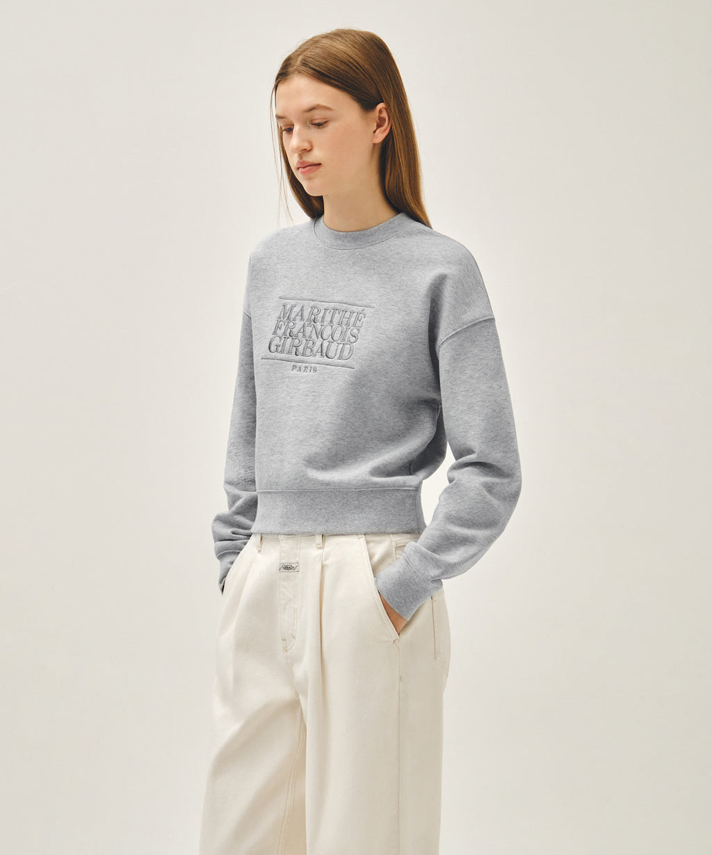 Marithe & Francois Girbaud - Classic Logo Crop Sweatshirt (Heather Gray) product image 2 | TRAB K-Fashion Australia