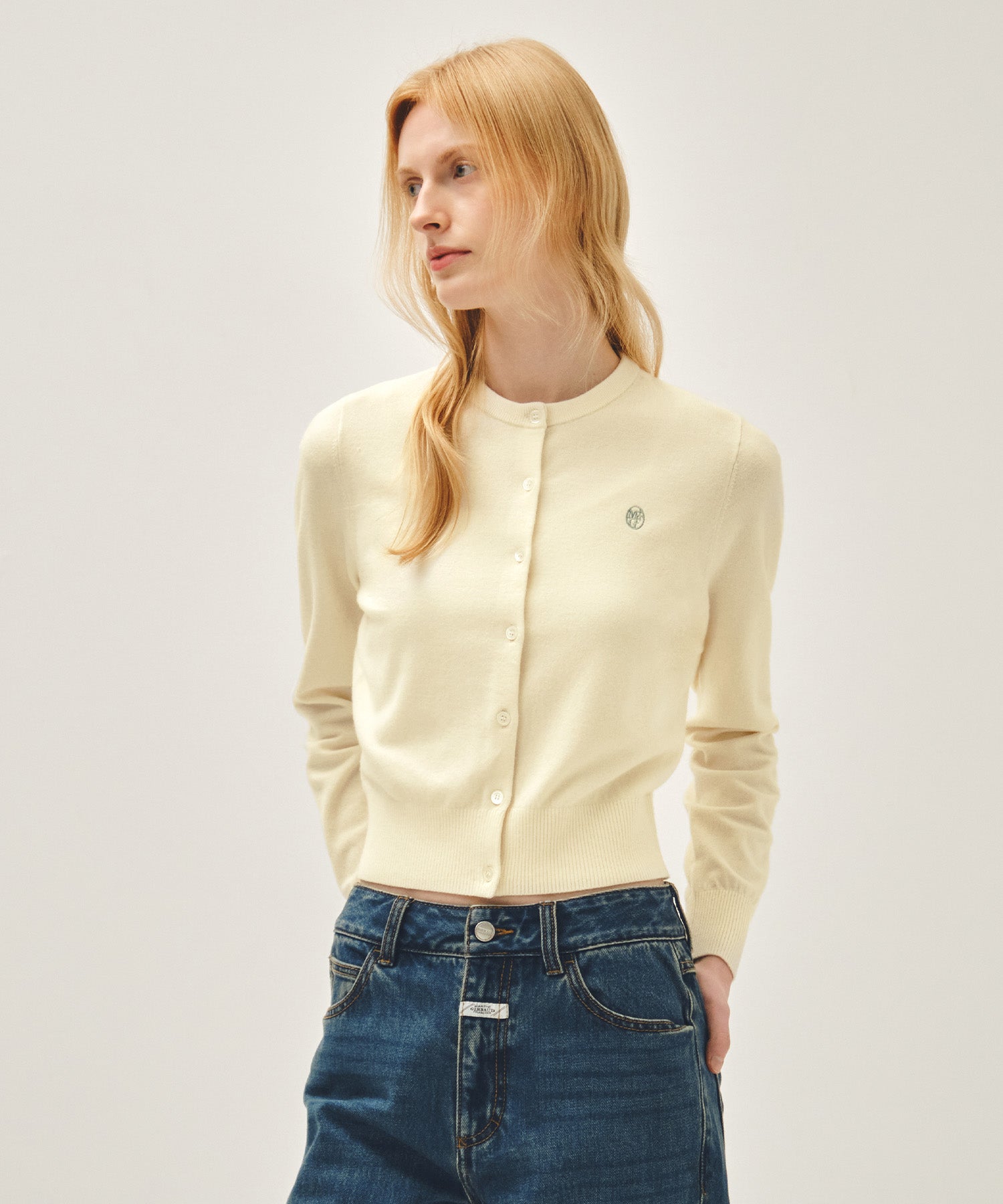 Marithe & Francois Girbaud - Basic Knit Cardigan Setup (Ivory) product image 2 | TRAB K-Fashion Australia