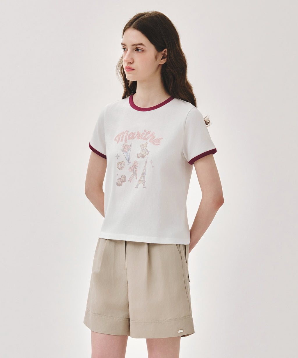 Marithe & Francois Girbaud - Paris Graphic Ringer Tee (White) product image 2 | TRAB K-Fashion Australia