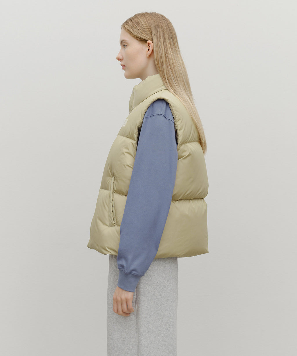 Marithe & Francois Girbaud - Classic Logo Down Vest (Beige) product image 2 | TRAB K-Fashion Australia
