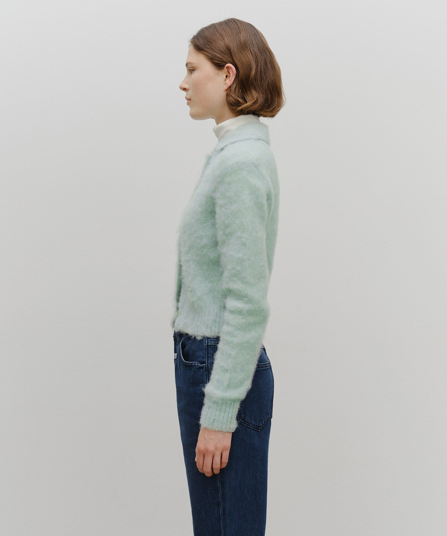 Marithe & Francois Girbaud - Hairy Collar Cardigan (Mint) product image 5 | TRAB K-Fashion Australia