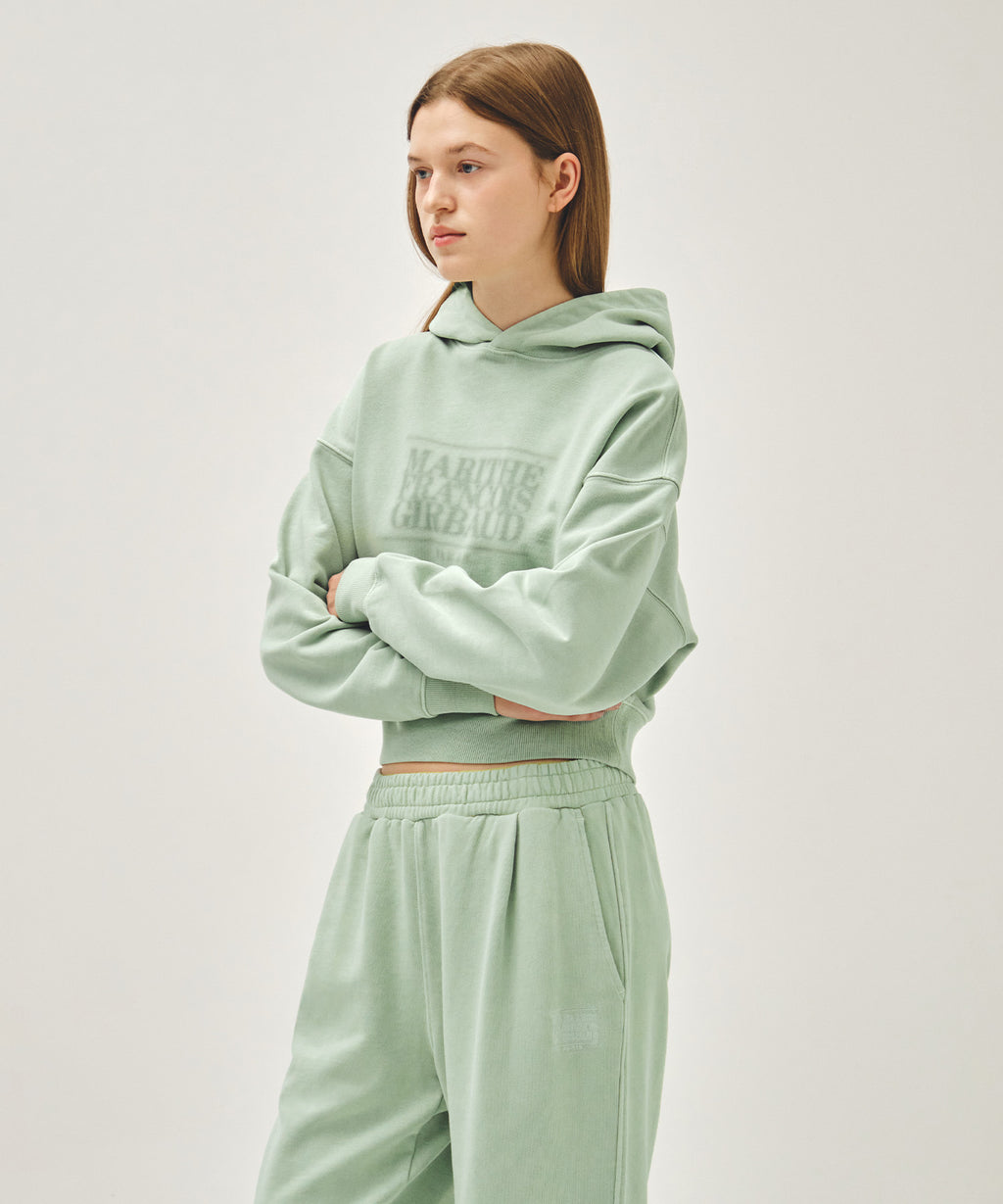 Marithe & Francois Girbaud - Shadow Classic Logo Dyeing Crop Hoodie (Mint) product image 2 | TRAB K-Fashion Australia