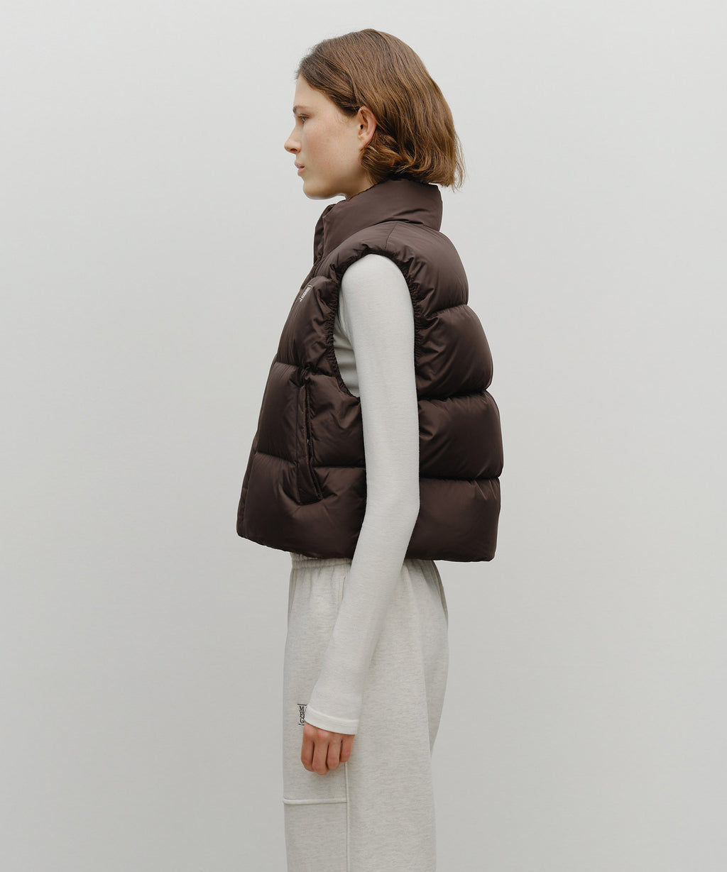 Marithe & Francois Girbaud - Classic Logo Crop Down Vest (Dark Brown) product image 2 | TRAB K-Fashion Australia