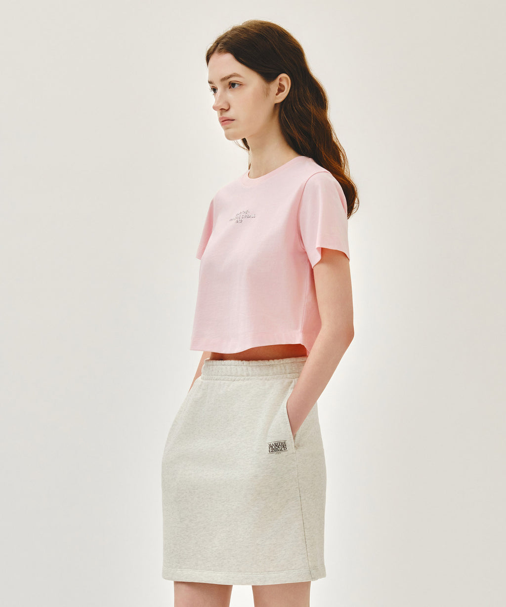 Marithe & Francois Girbaud - Silver Lettering Crop Tee (Pink) product image 2 | TRAB K-Fashion Australia