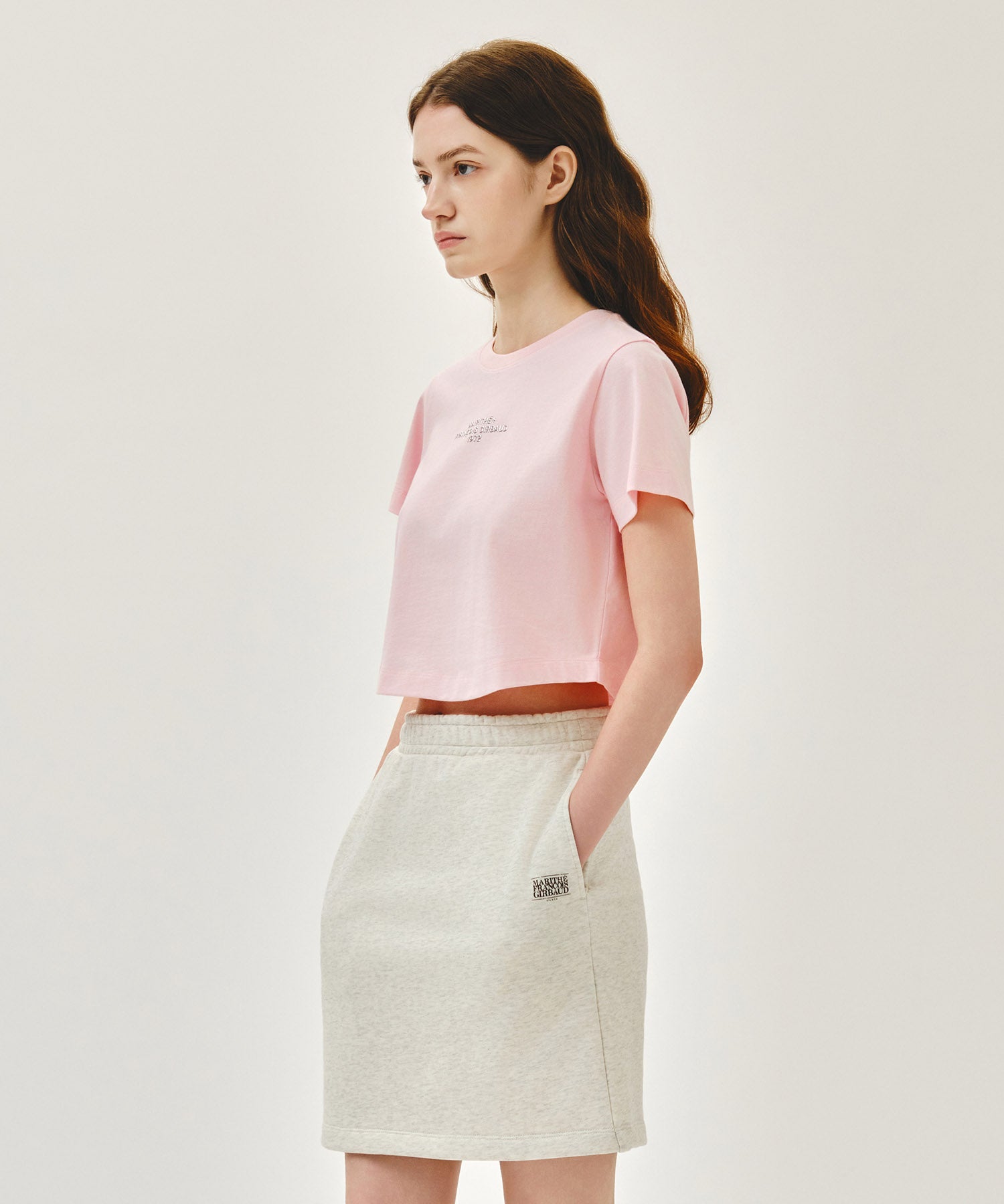 Marithe & Francois Girbaud - Silver Lettering Crop Tee (Pink) product image 2 | TRAB K-Fashion Australia