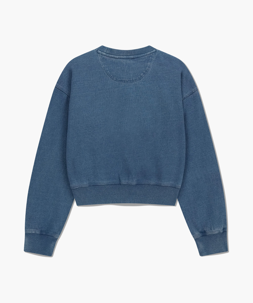 Marithe & Francois Girbaud - Classic Logo Garment Dyed Crop Sweatshirt (Blue) product image 2 | TRAB K-Fashion Australia