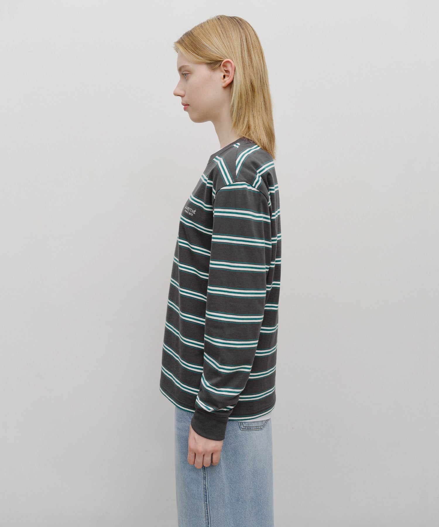 Marithe & Francois Girbaud - Multi Color Stripe Long Sleeve (Charcoal) product image 2 | TRAB K-Fashion Australia